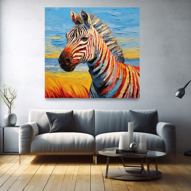Multi Coloured Zebra Canvas